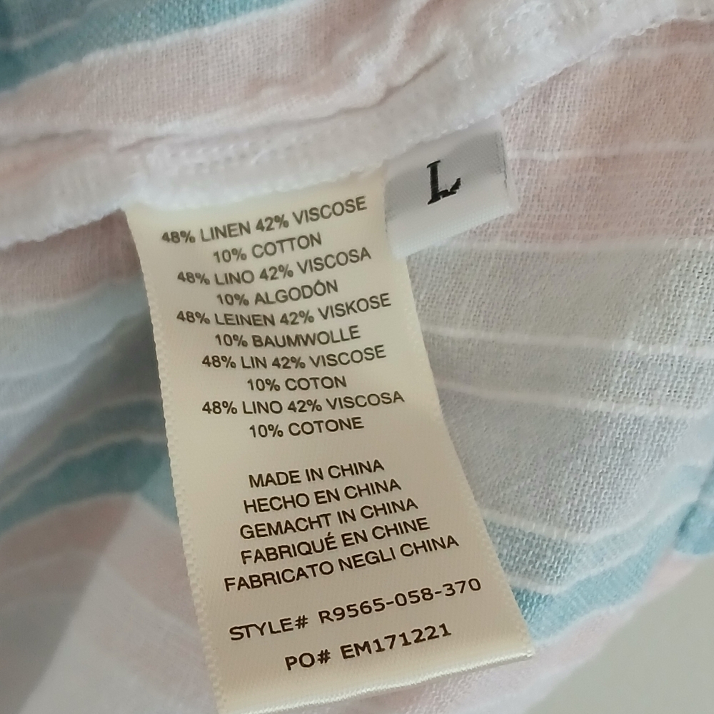 ANTHROPOLOGIE CLOTH & STONE LIYA STRIPED TIE FRONT TOP SIZE LARGE - Picture 5 of 7